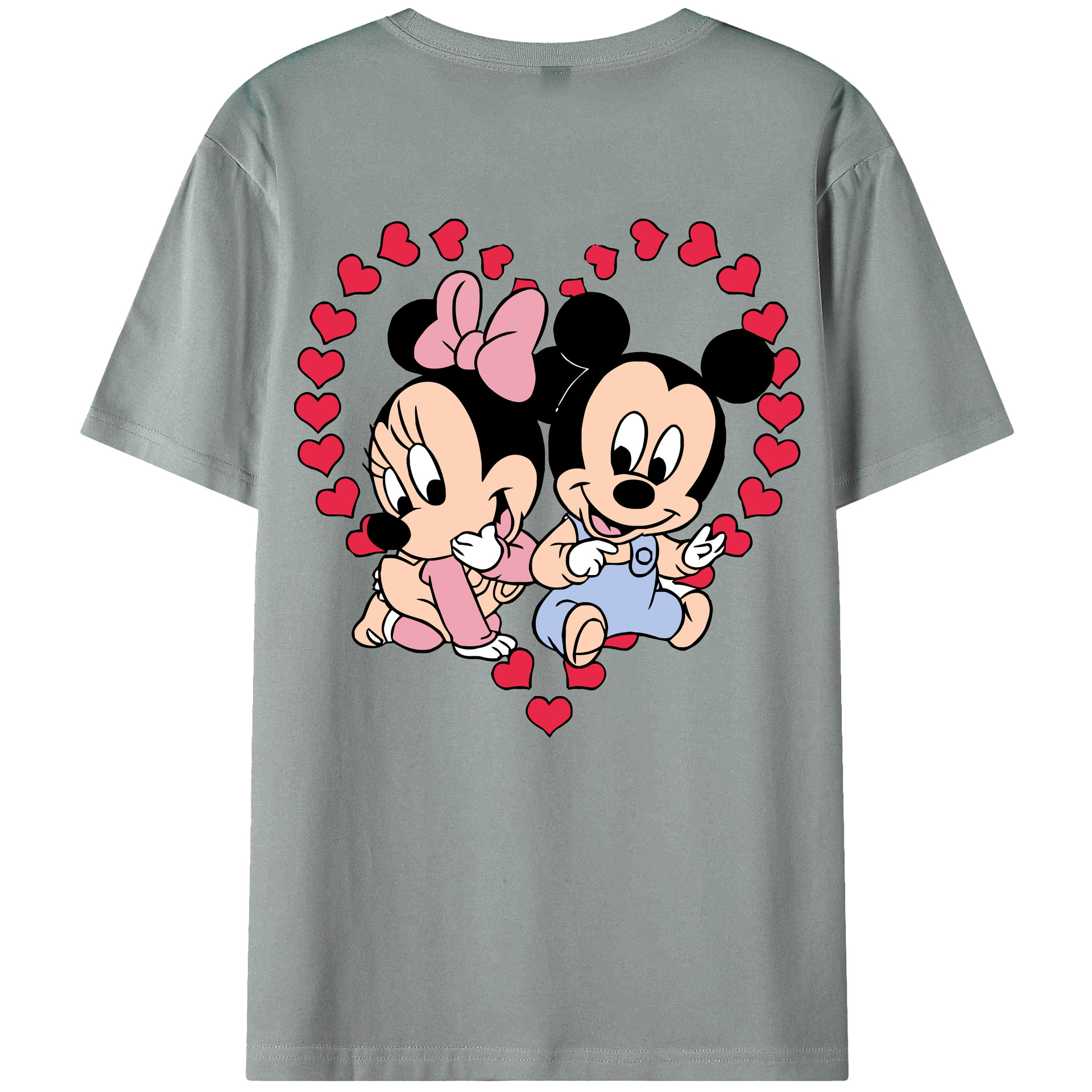 ミッキーマウス Mickey Mouse 綿100％ メンズ半袖Tシャツ（バックプリント） 通気性